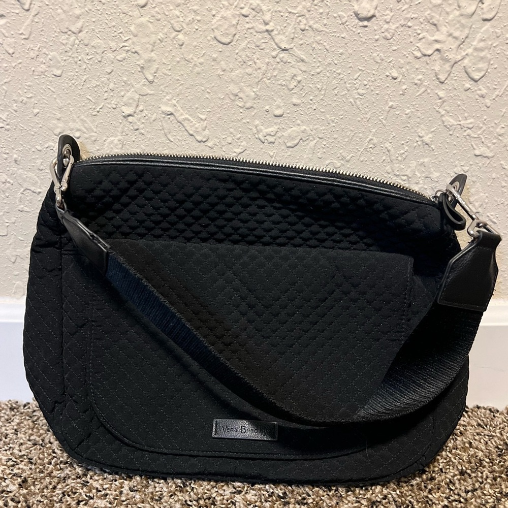Vera Bradley Black Microfiber Shoulder Bag